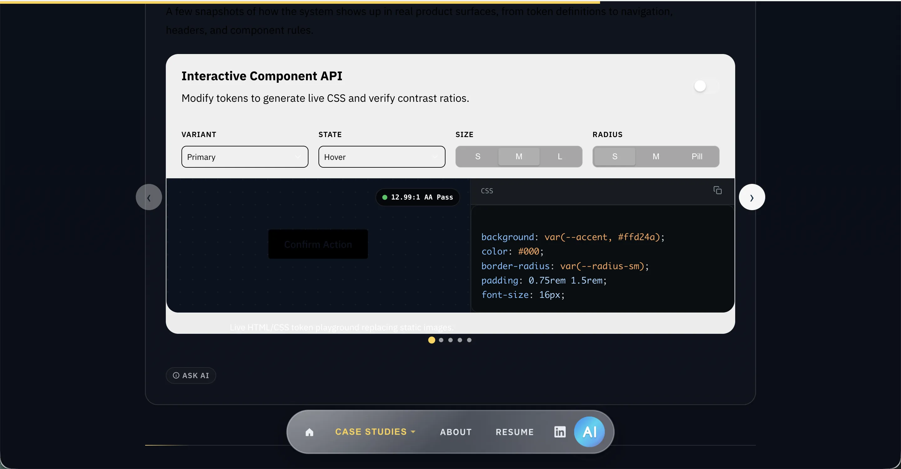Reusable interactive component used across case study pages