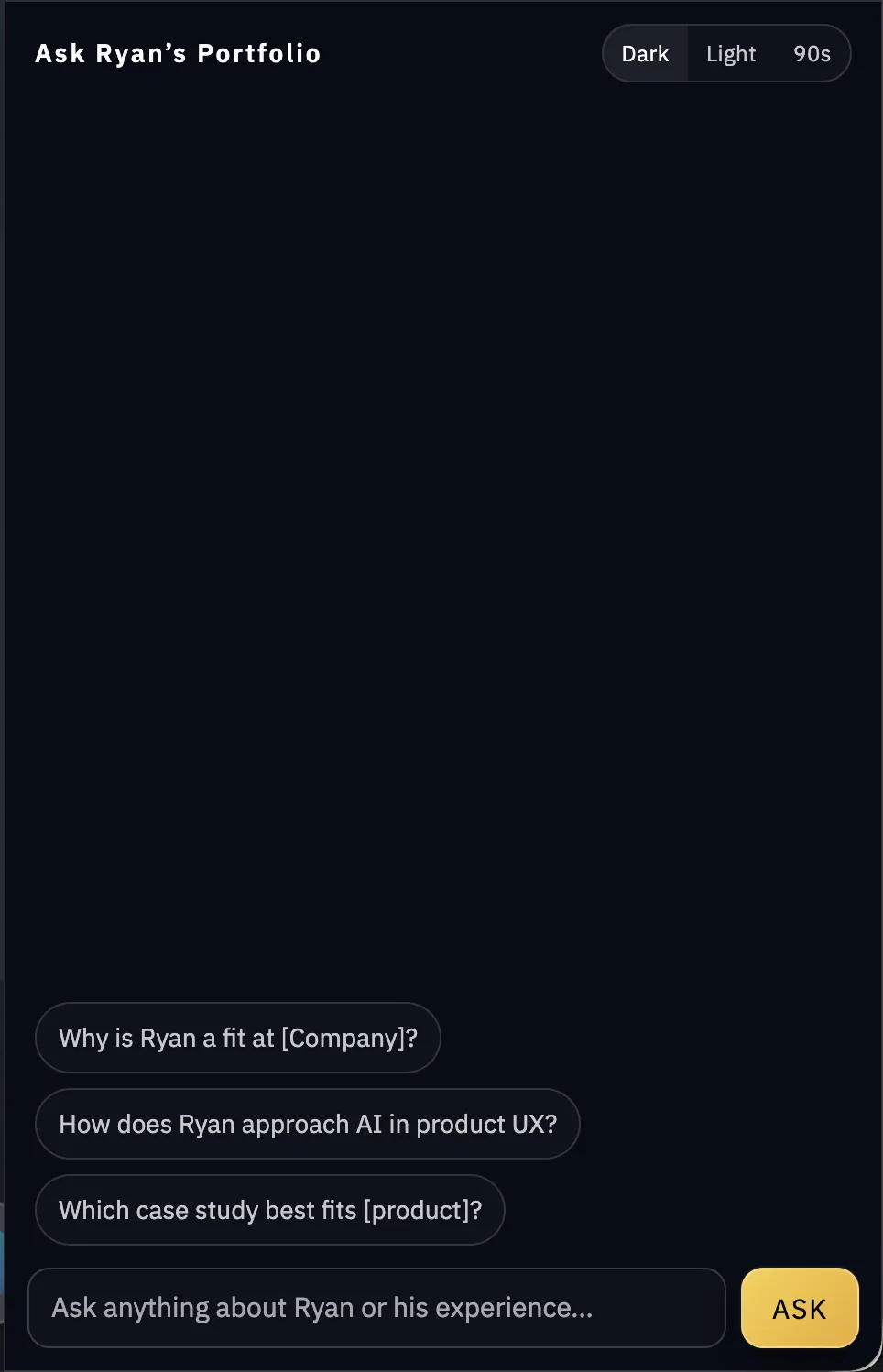 Chat widget in the previous version of the portfolio