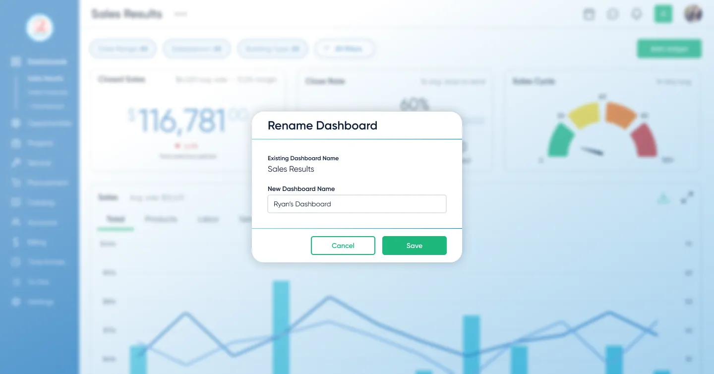 Rename and manage dashboards for different workflows